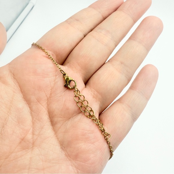 Gold Tone Chain Necklace with Evil Eye and Faux Pearl Beads - Picture 8 of 9